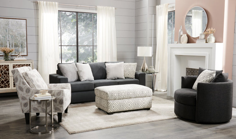 Made in Canada Sofa Lab Customizable Club 29\" Fabric Accent Chair with Wood Legs - Prairie Multicolour