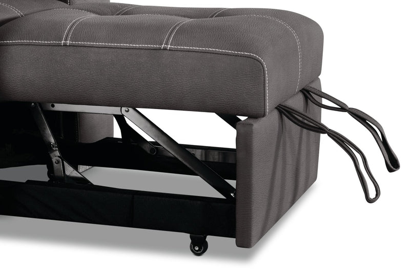 Drake 41.5\" Faux Suede Fabric Chair with Pull-Out Ottoman and Flip-Up Headrest - Cement Grey