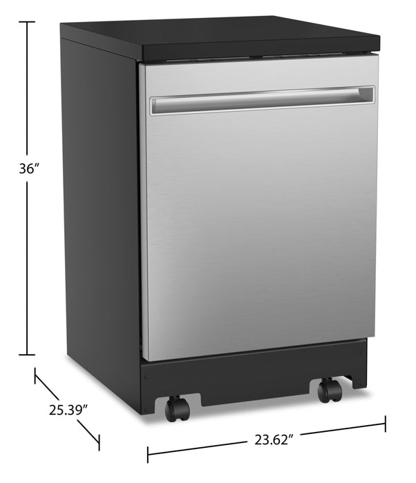 GE 24\" 54 dBA Portable Top-Control Dishwasher with Piranha Hard Food Disposer - Stainless - GPT225SSLSS