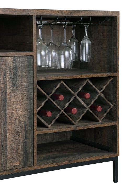 Amos Dining Server with Storage & Built-In Wine Rack, 45\"W - Distressed Brown