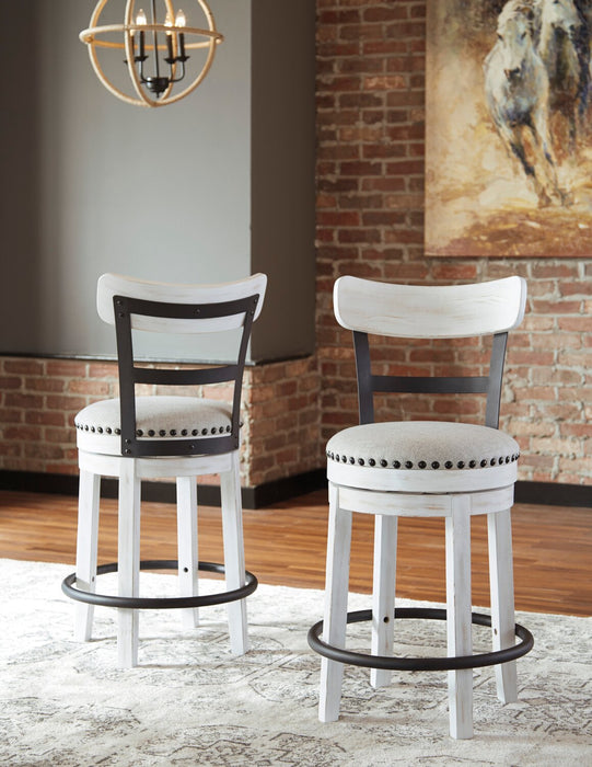 Otis Counter-Height Stool with Swivel Seat, Vegan Leather Fabric, Metal - White