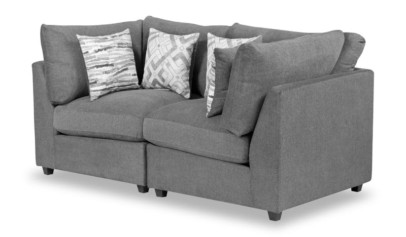 Scott Living Evolve Modular 79\" Linen-Look Fabric Loveseat with Removable Feather Down Cushions - Charcoal Grey