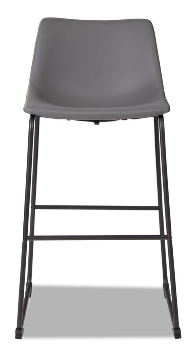 Cole Barstool with Vegan Leather Fabric, Metal - Grey
