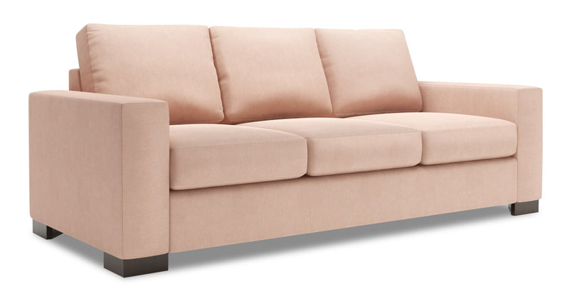 Made in Canada Customizable Sofa Lab Track 85\" Linen-Look Fabric Sofa Bed with Track Arms - Pax Rose Pink