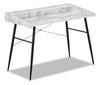 Jeremy 47.25\" Office Desk with Small Hutch - White Marble-Look