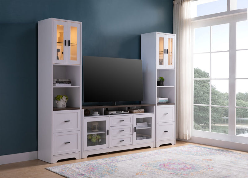 Melody 100\" 3-Piece Entertainment Centre with Storage and Cable Management for TVs up to 65\"- White