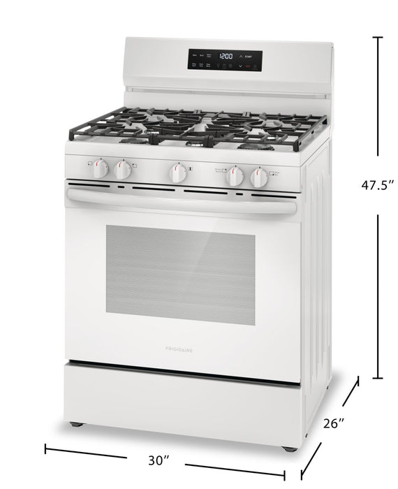 Frigidaire 5.1 Cu. Ft. Gas Range With Quick Preheat and Five Burner Cooktop - White - FCRG3062AW