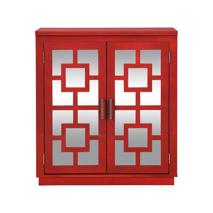 Darci 31.5\" Accent Cabinet with Mirrored Doors - Red