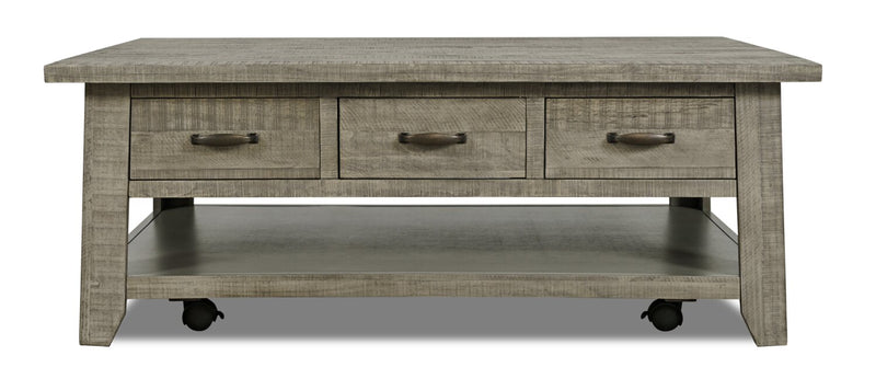 Colson 50\" Rustic Coffee Table with Storage, Shelf and Casters - Driftwood