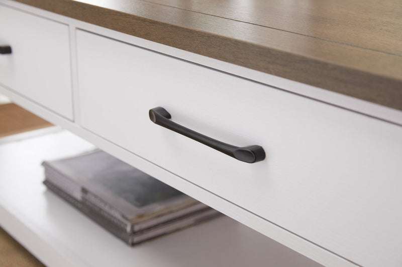 Kort & Co. Logan 23.25\" Traditional Coffee Table with Storage and Shelf - White and Walnut Oak