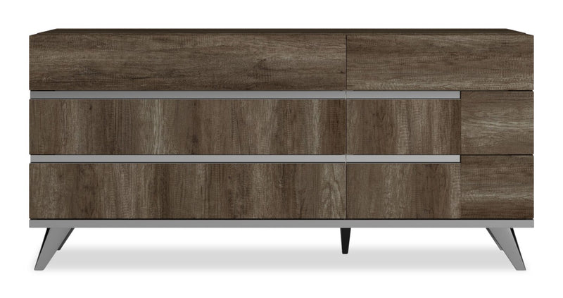 Gino Bedroom 6-Drawer Dresser - Made in Italy, 67\"W x 32\"H, Modern - Brown