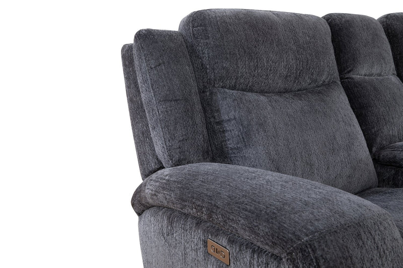 Atlantis 79\" Fabric Zero Gravity Power Reclining Loveseat with Storage Console and USB Ports - Dark Grey