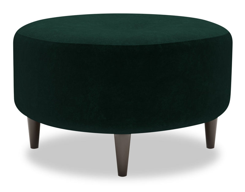 Made in Canada Customizable Sofa Lab The Curve 31\" Velvet Fabric Ottoman - Hunter Green