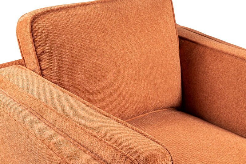 Kort & Co. Kassia 40.9\" Linen-Look Fabric Chair with Wood Base and Legs - Orange