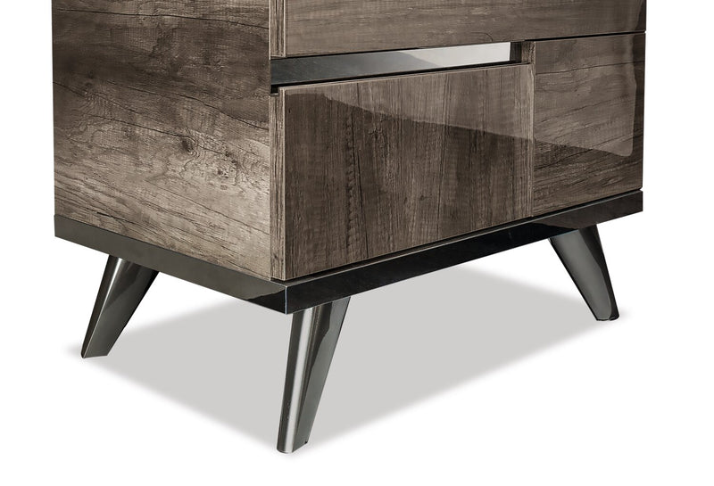 Gino 6pc Bedroom Set with Panel Bed, Dresser, Mirror & Nightstand - Made in Italy, Modern, Brown - Queen Size