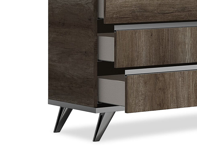 Gino Bedroom 6-Drawer Dresser - Made in Italy, 67\"W x 32\"H, Modern - Brown