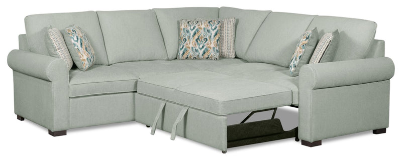 Scott Living Haven 2-Piece Right-Facing Chenille Fabric Sleeper Sectional - Seafoam Blue