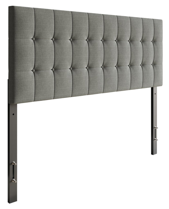 Ellis Upholstered Headboard in Grey Fabric, Button Tufted - Full Size