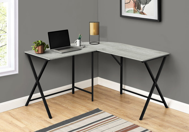 Lidia 55.25\" L-Shaped Corner Office Desk - Grey