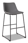 Cole Barstool with Vegan Leather Fabric, Metal - Grey