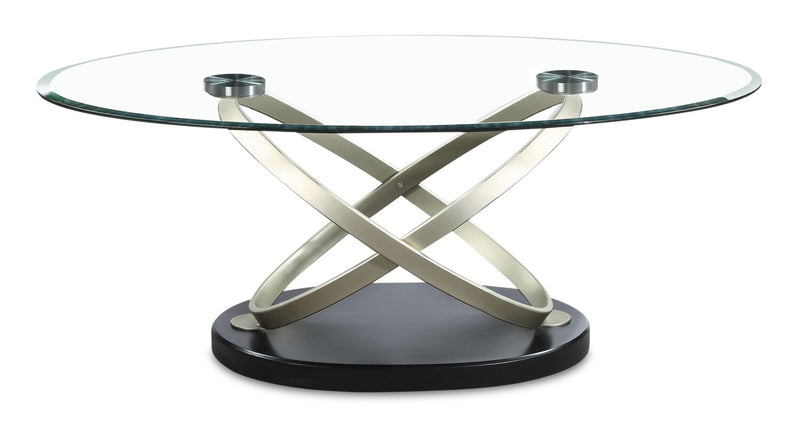 Vikki 48\" Modern Oval Glass Top Coffee Table - Glass with Metal Base