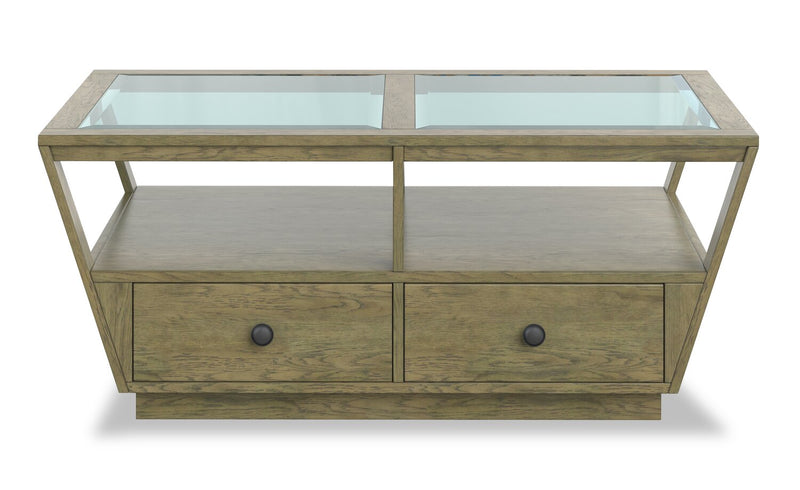 Esme 48\" Traditional Glass Top Coffee Table with Storage and Shelf - Light Brown Wood