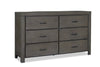Koda Bedroom 6-Drawer Dresser, 60\"W x 36\"H, Acacia Wood - Grey