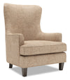 Made in Canada Sofa Lab Customizable Wingback 32\" Chenille Fabric Accent Chair - Luxury Taupe