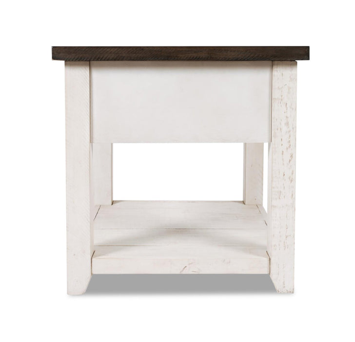 Morgan 24\" Rustic End Table with Storage and Shelf - White with Reclaimed Wood