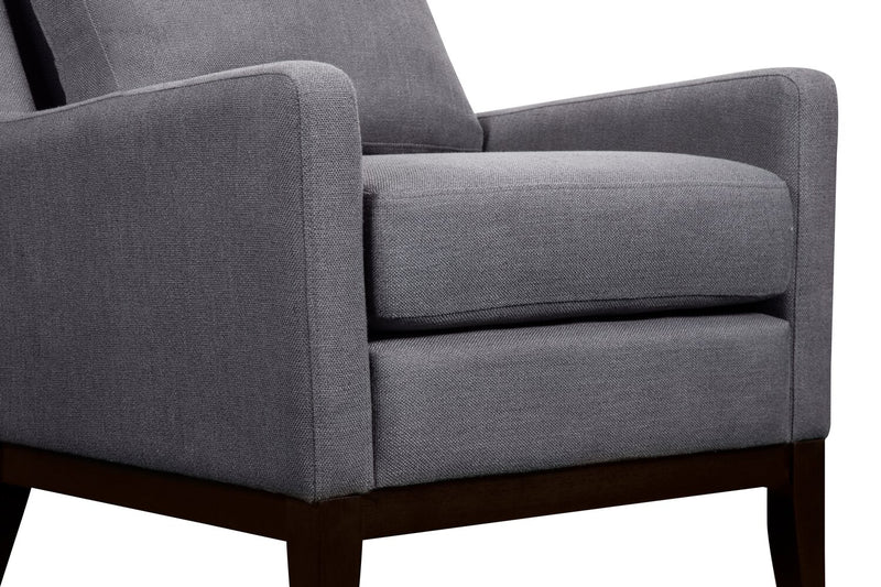 Adel 28.5\" Linen-Look Fabric Accent Chair with Wood Base - Dark Grey