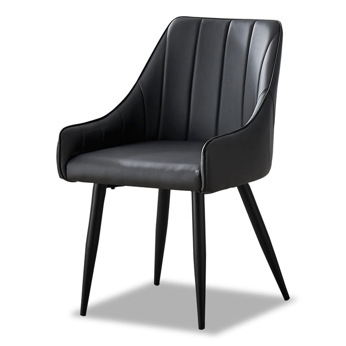 Eliot Dining Chair with Vegan-Leather Fabric, Metal - Black