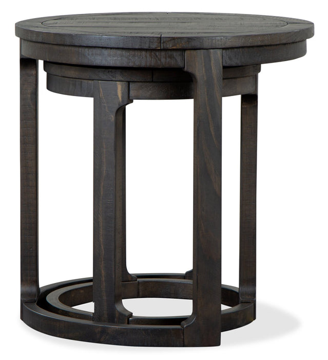 Axl 24\" Traditional Round Nesting End Tables - Dark Grey-Brown Wood