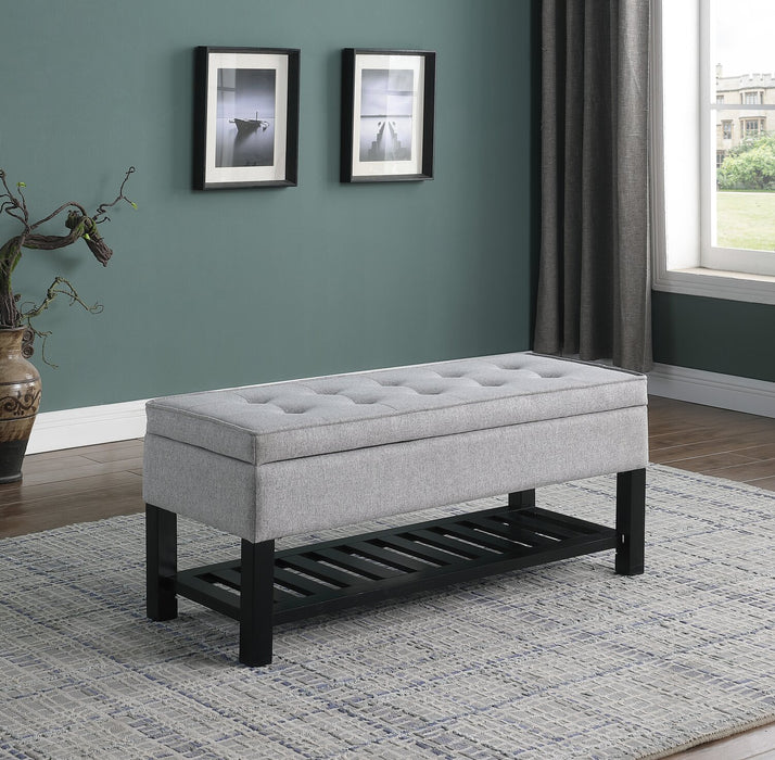 Ryan 43.5\" Storage Bench with Bottom Shelf - Light Grey