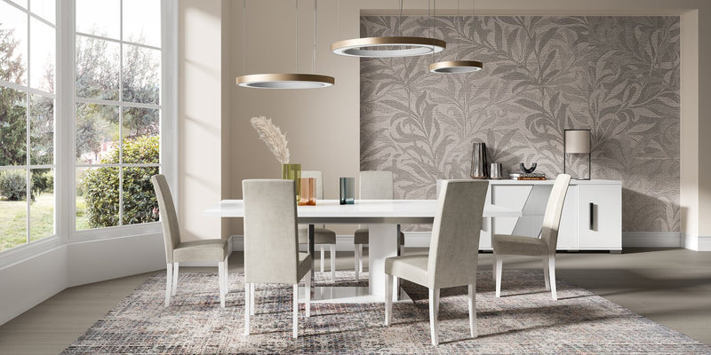 Raia Dining Chair with Vegan-Leather Fabric - Made in Italy, Modern - Light Grey