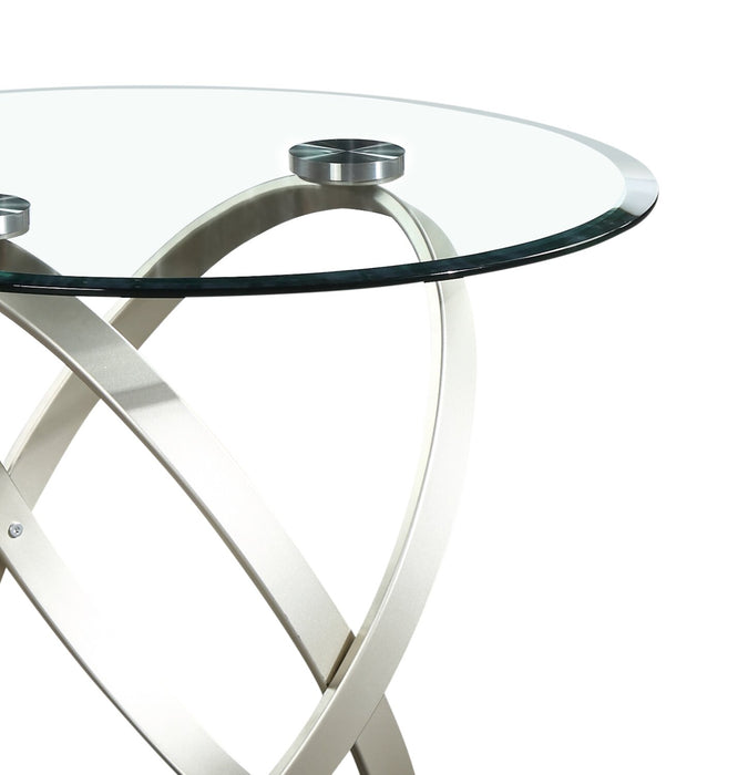 Vikki 26\" Modern Round Glass Top End Table - Glass with Metal Base
