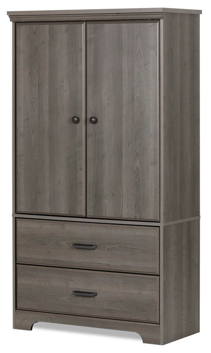 Holt Bedroom 2-Drawer Chest with Storage Cabinet, 33.75\"W x 63.5\"H, Made in Canada - Brown/Grey