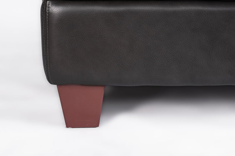 Chateau d'Ax Vita 44\" 100% Genuine Leather with Diamond Pattern Stitching and Wood Legs - Charcoal Grey