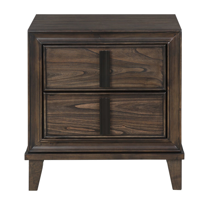 Kane 6pc Bedroom Set with Storage Bed, Dresser, Mirror & Nightstand, Vegan Leather, Brown - Queen Size