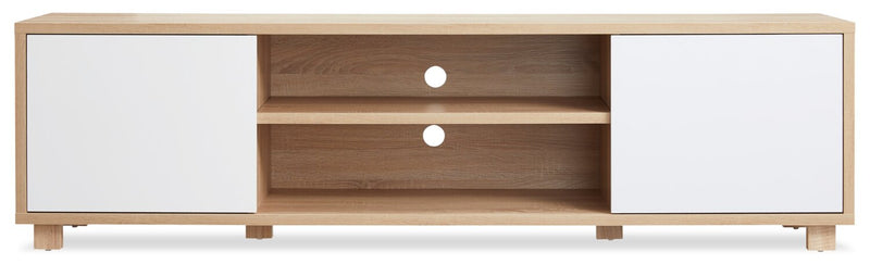 Kort & Co. Aiden 72\" TV Stand with Storage and Cable Management for TVs up to 80\"- Natural and White