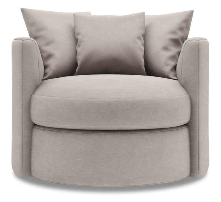 Made in Canada Sofa Lab Customizable Nest 41\" Linen-Look Fabric Swivel Accent Chair - Pax Slate Grey