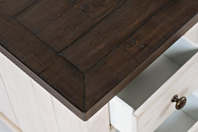 Morgan 16\" Rustic Powered Chairside Table with Storage - White with Reclaimed Wood