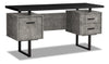 Teagan 60\" Reversible Office Desk with 3-Drawers - Grey Concrete-Look