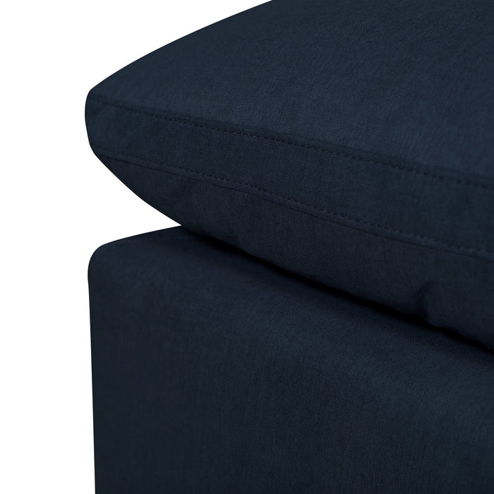 Eclipse Modular 38\" Linen-Look Fabric Armless Chair with Reversible Feather Down Cushions - Navy Blue