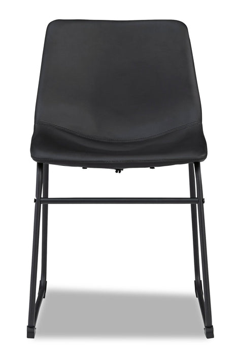 Cole Dining Chair with Vegan Leather Fabric, Metal - Black