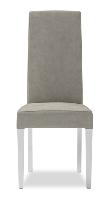 Raia Dining Chair with Vegan-Leather Fabric - Made in Italy, Modern - Light Grey