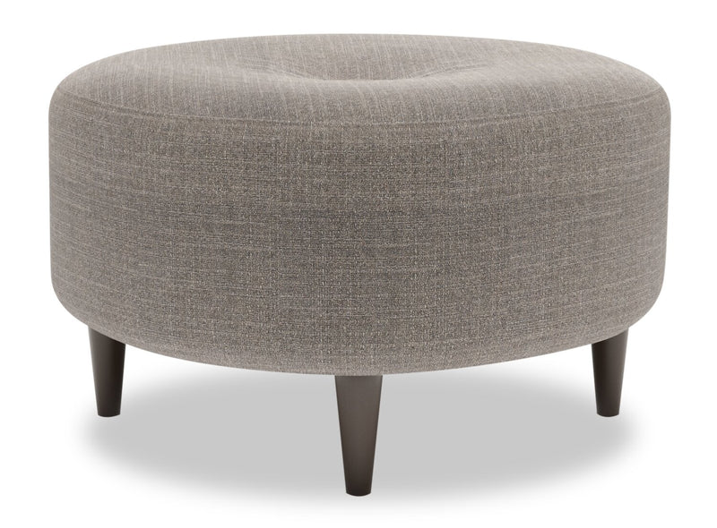 Made in Canada Customizable Sofa Lab The Curve 31\" Linen-Look Fabric Ottoman - Luna Smoke Grey