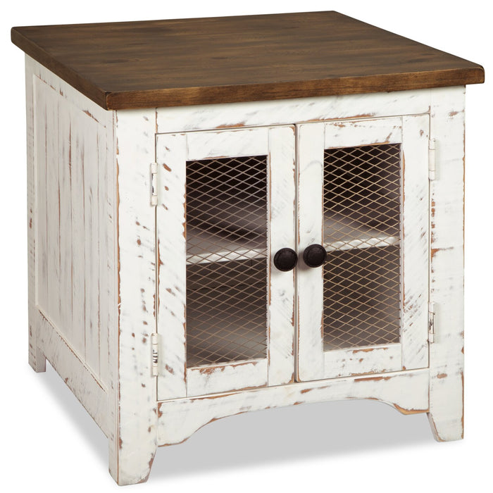 Benjy 24\" Rustic End Table with Storage - Two Tone Wood