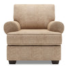 Made in Canada Sofa Lab Customizable Roll 42\" Chenille Fabric Chair with Rolled Arms - Luxury Taupe