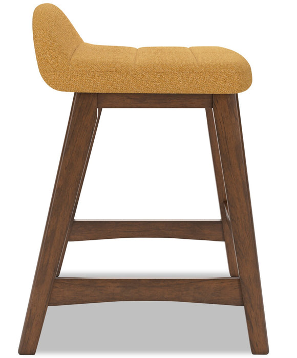 Jovi Counter-Height Stool with Linen-Look Fabric, Wood - Mustard