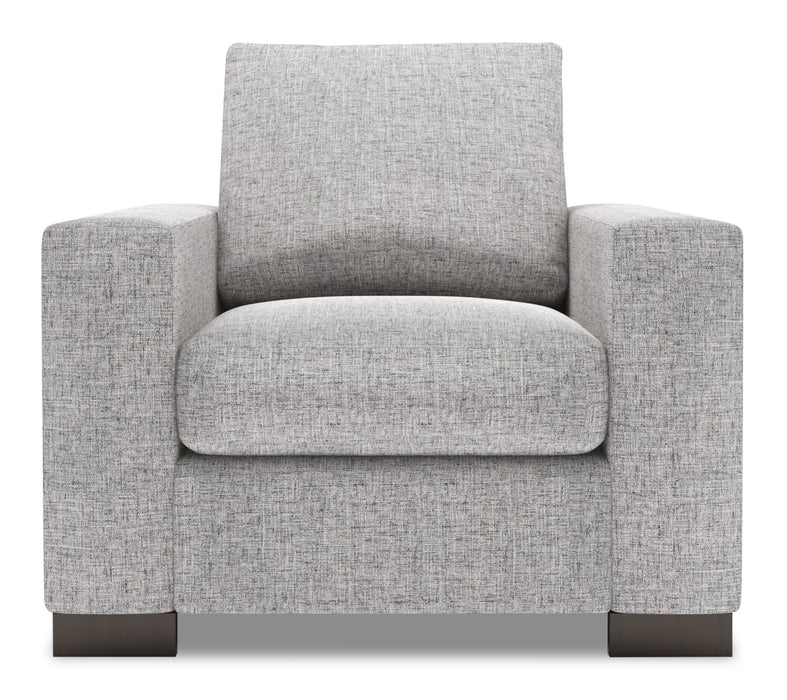 Made in Canada Sofa Lab Customizable Track 38\" Linen-Look Fabric Chair with Track Arms - Luna Domino Grey